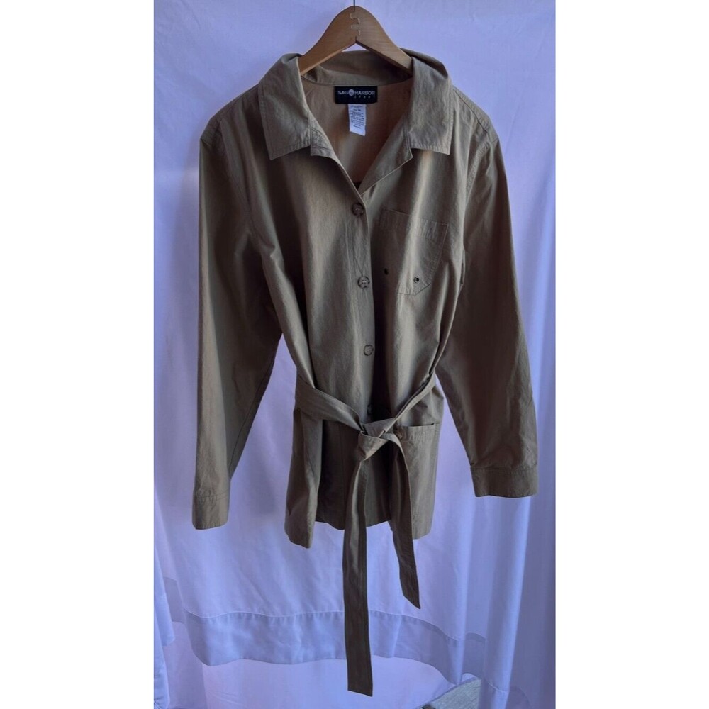 Sag Harbor Sport lightweight blazer/ jacket with tie tan tie front size M